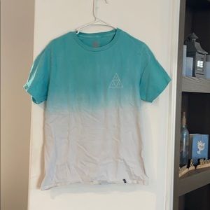 White and light blue ombre huf T-shirt.